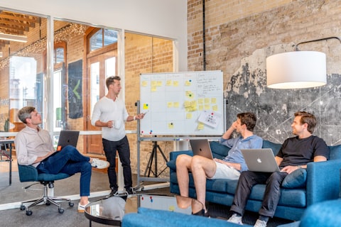 Marketing agency team collaborating on a campaign