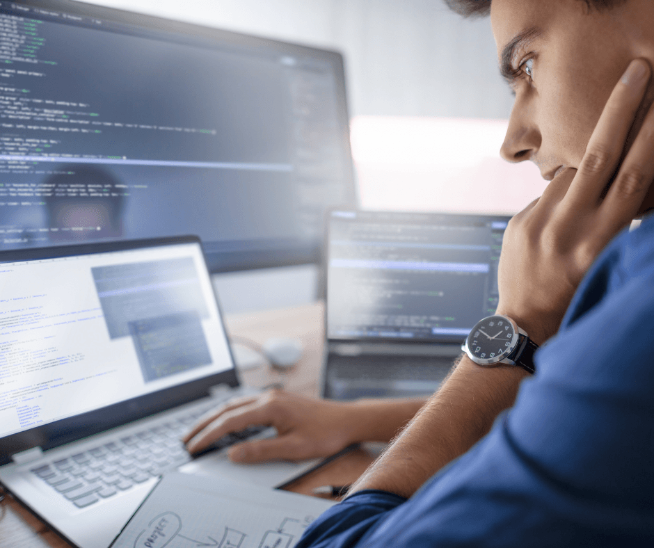 Team member working at a computer
